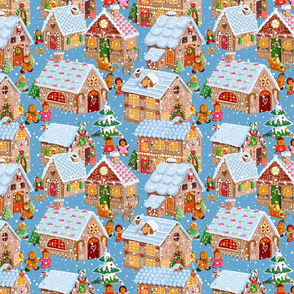 Gingerbread village50 light blue