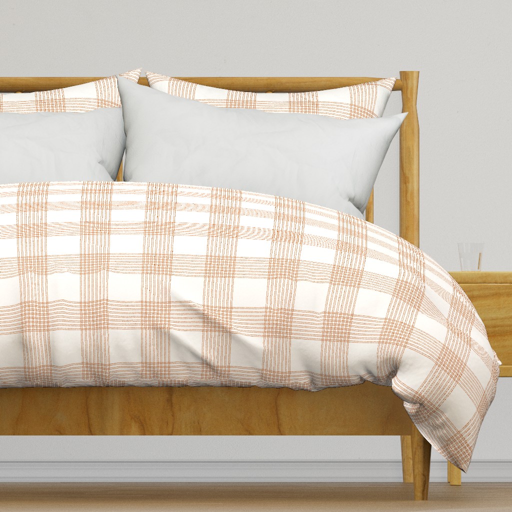 Crossover Plaid: Cream & Burnt Orange Linear Plaid 