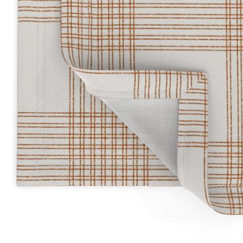 Crossover Plaid: Cream & Burnt Orange Linear Plaid 