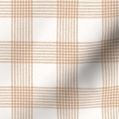 Crossover Plaid small: Cream & Burnt Orange Linear Plaid 