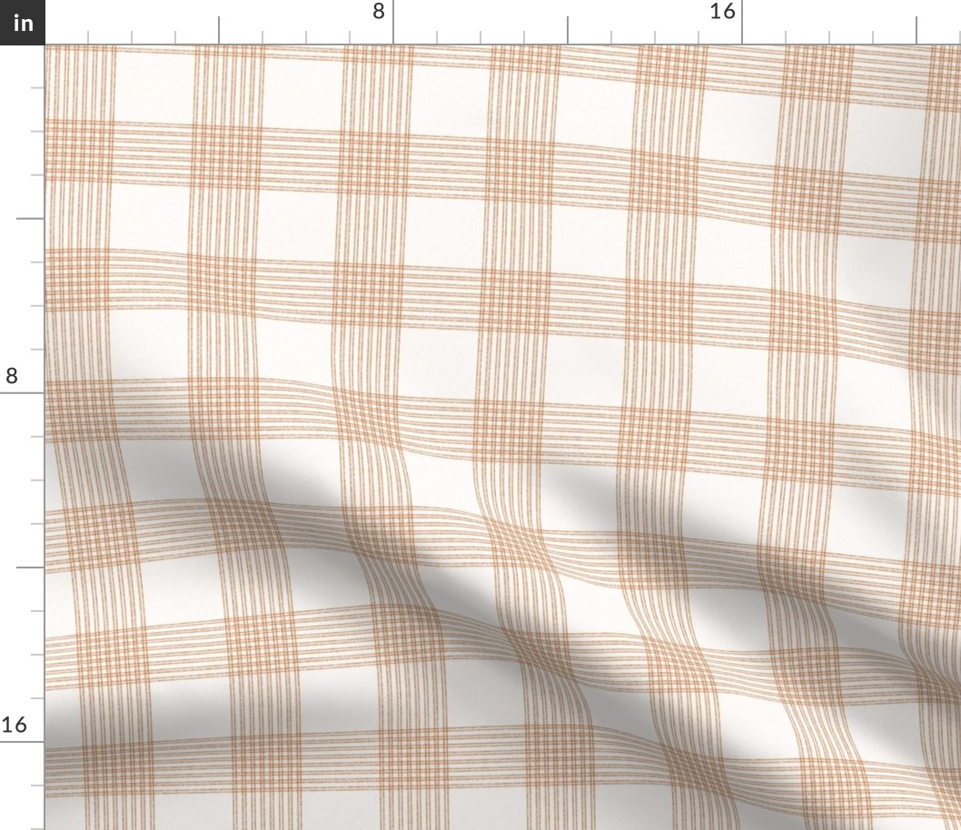 Crossover Plaid small: Cream & Burnt Orange Linear Plaid 