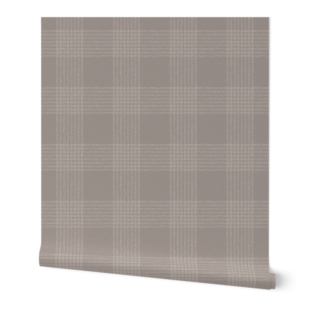 Crossover Plaid Dark: Warm Gray & Cream Plaid 