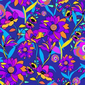 70s Hippie Trippy psychedelic retro Flora wallpaper, fabric 