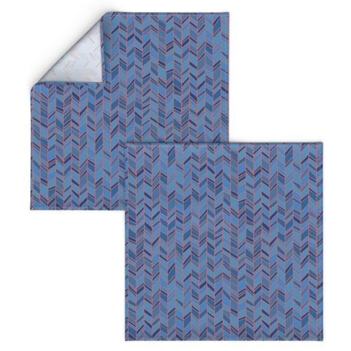 Blue Hand Drawn Chevron with Orange