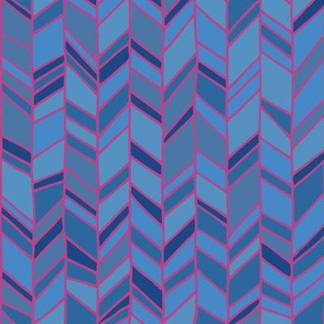 Blue Chevron with Pink