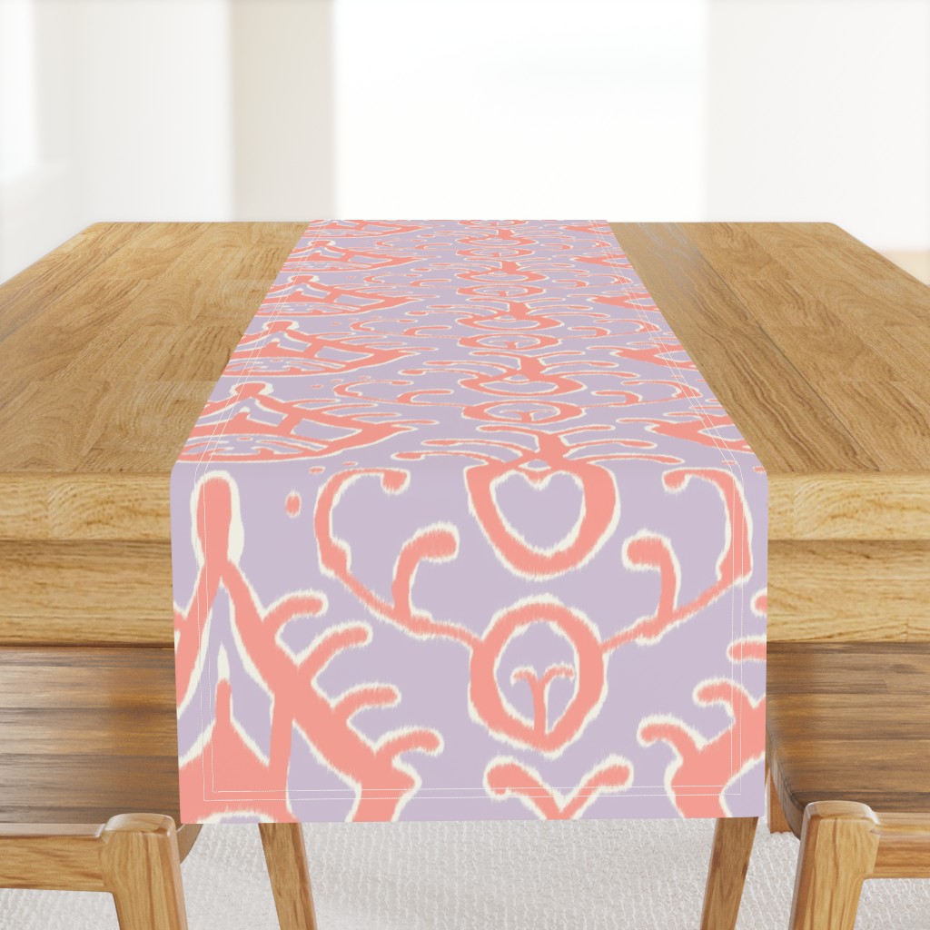 Lilac and coral ikat