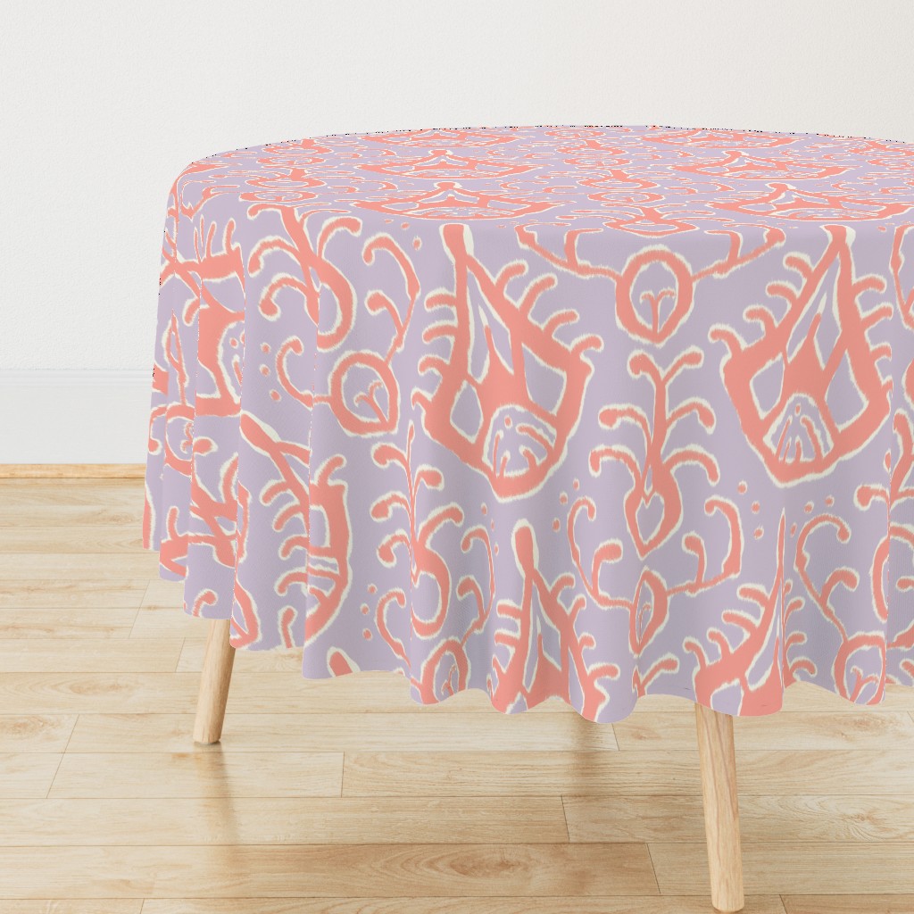 Lilac and coral ikat