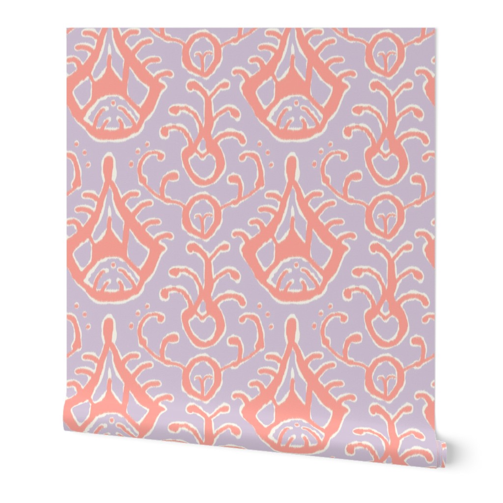 Lilac and coral ikat