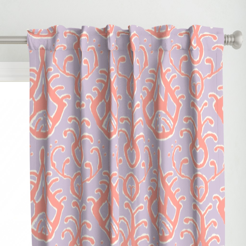 Lilac and coral ikat