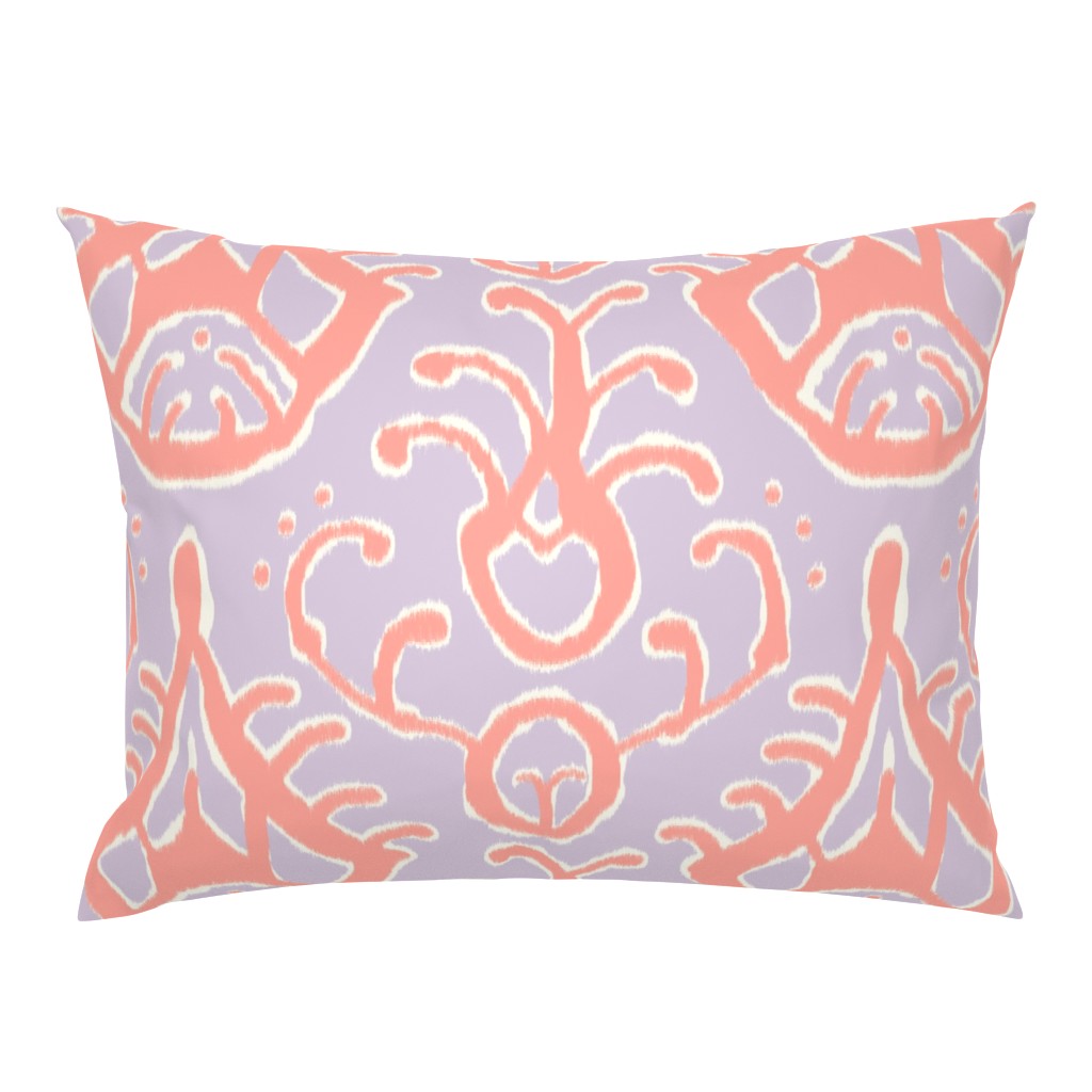 Lilac and coral ikat