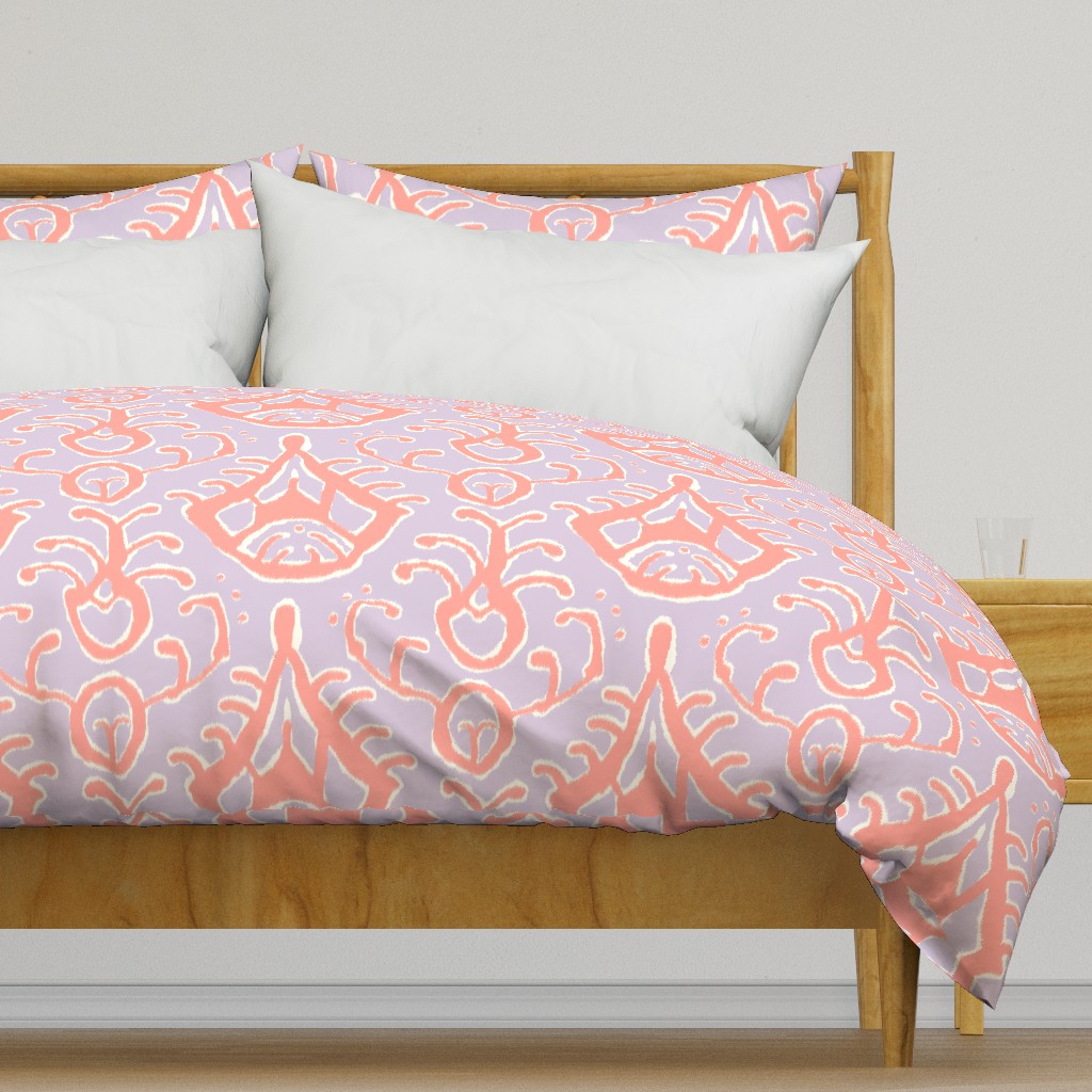 Lilac and coral ikat