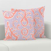 Lilac and coral ikat