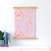 Lilac and coral ikat