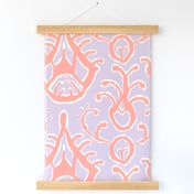 Lilac and coral ikat