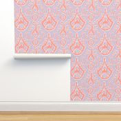 Lilac and coral ikat