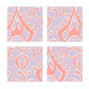 Lilac and coral ikat