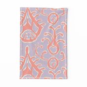 Lilac and coral ikat