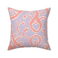 Lilac and coral ikat