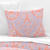 Lilac and coral ikat