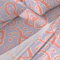 Lilac and coral ikat