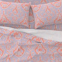 Lilac and coral ikat