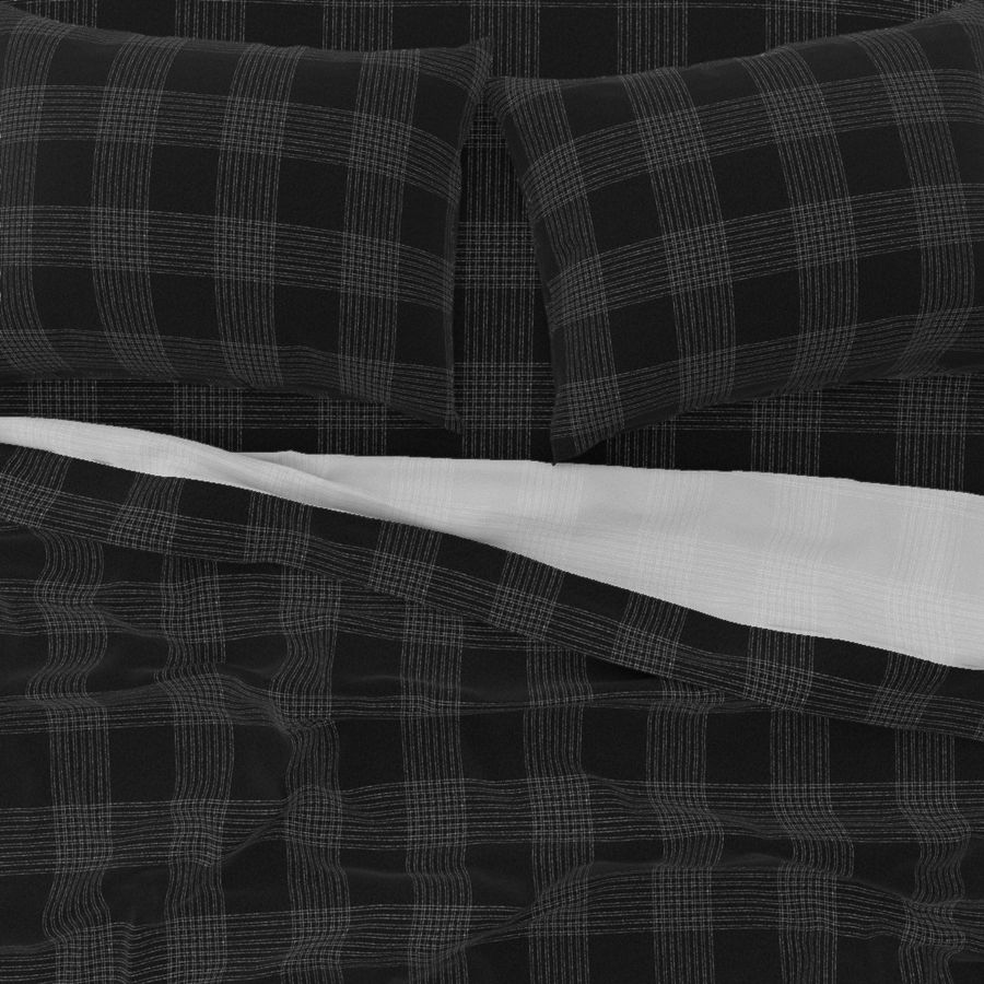 Crossover Plaid Dark: Black & Cream Plaid, Large Plaid 