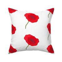 Remembrance Flanders Poppy - white, half drop, large 