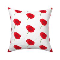 Remembrance Flanders Poppy - white, half drop, medium 