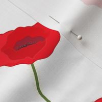 Remembrance Flanders Poppy - white, half drop, medium 
