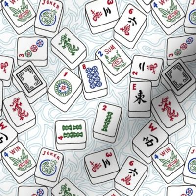 Mahjong Tiles Across a Light Background