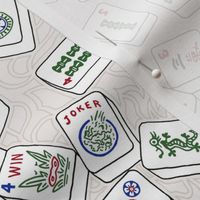 Mahjong Tiles on Cream Swirls Background