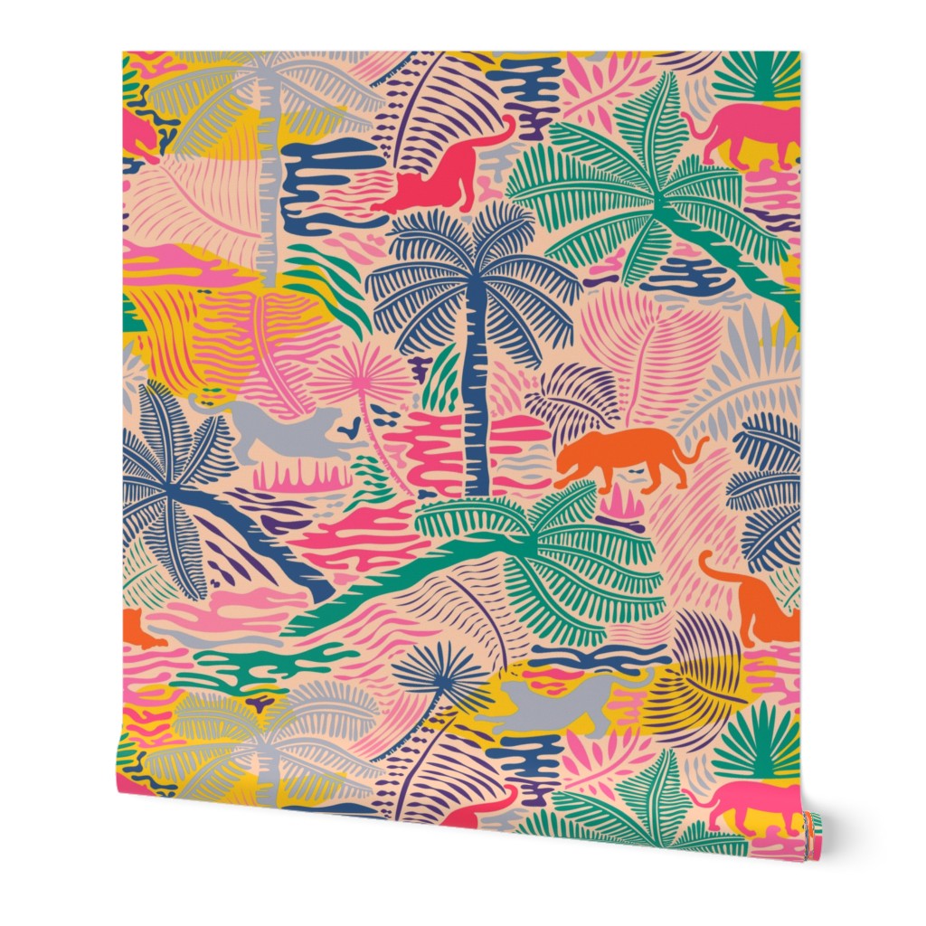 Jungle Magic / Colorful Crayon - Big Wallpaper | Spoonflower