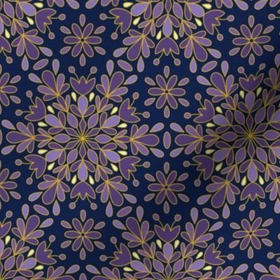 Blue Purple Night Snowflake Christmas, Gold Lining