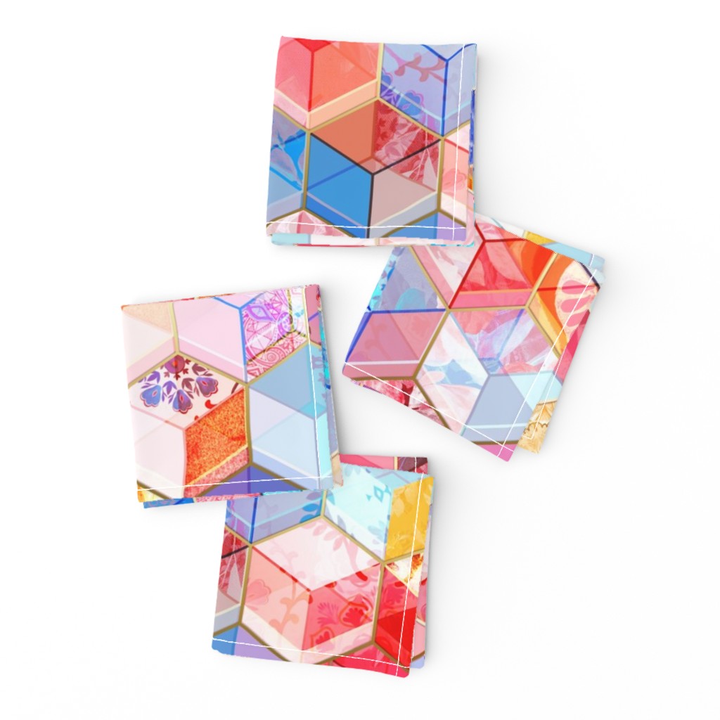 Ruby and Topaz Kaleidoscope Cubes Large