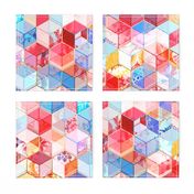 Ruby and Topaz Kaleidoscope Cubes Large