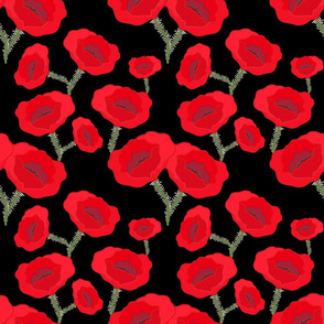 Remembrance Poppies - red on black 