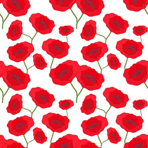 Remembrance Poppies - red on white