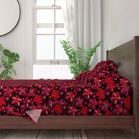 1970s  style flowers in jewel tones - reds