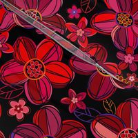 1970s  style flowers in jewel tones - reds