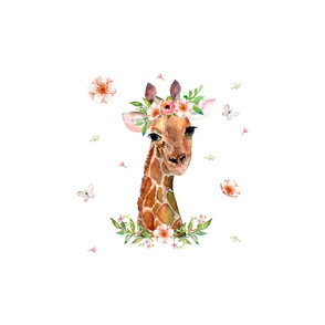 12"x12" Floral Giraffe