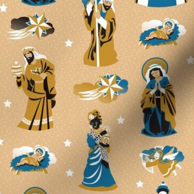 Nativity characters  | curry, blue and black