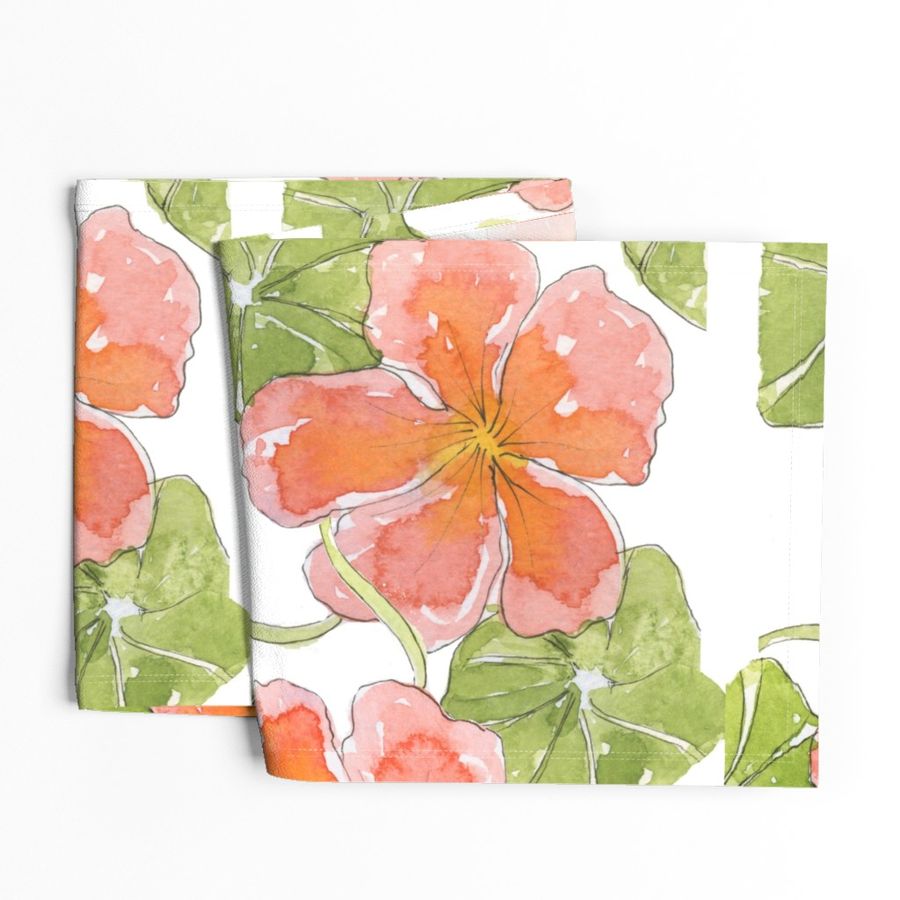 Pink Nasturtiums_Tea Towel