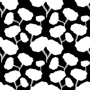 Remembrance Poppies - monochrome white on black