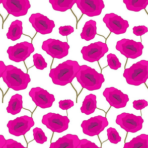 Remembrance Poppies - magenta on white