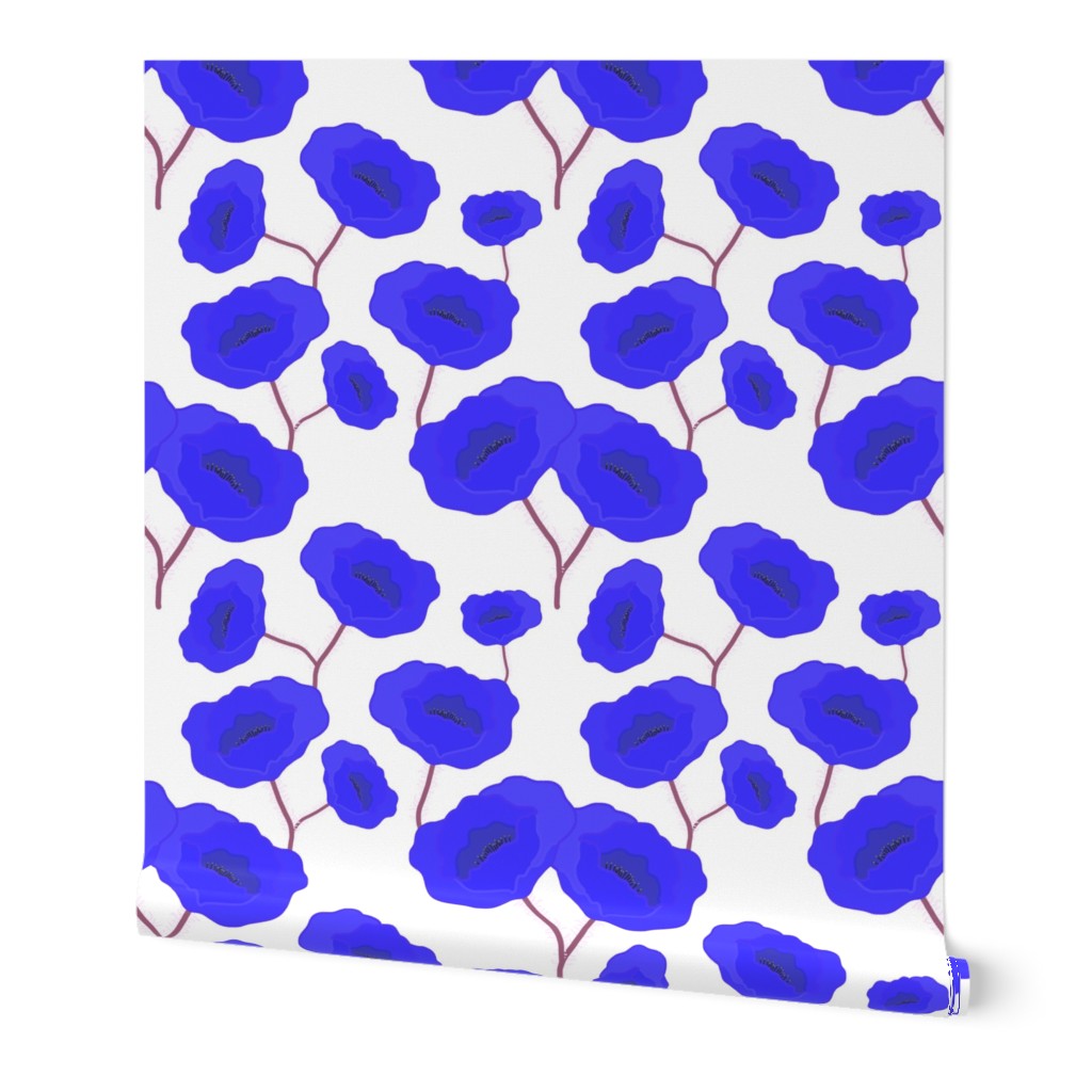 Remembrance Poppies - blue violet on white