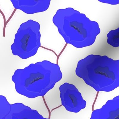 Remembrance Poppies - blue violet on white