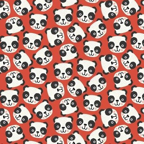 Happy scandi pandas on red (small scale)