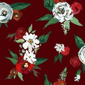 Christmas Roses // Maroon Red