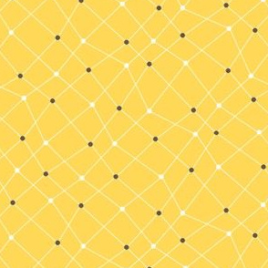 Molecular Dots and Lines - Navy and White on Yellow - ©Autumn Musick 2020