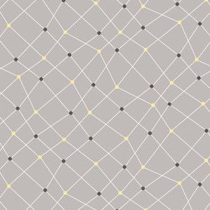 Molecular Dots and Lines - Yellow, White, and Navy on Gray - ©Autumn Musick 2020